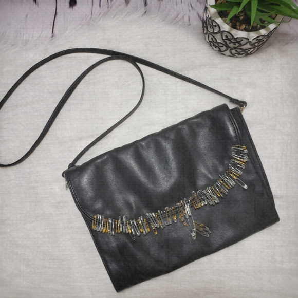 Vintage Bags Vintage Altered Refashioned Safety Pin Leather Bag